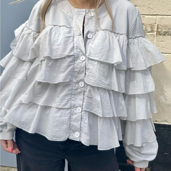 European Culture Tops - European Culture Tiered Ruffled Jacket – Size Small